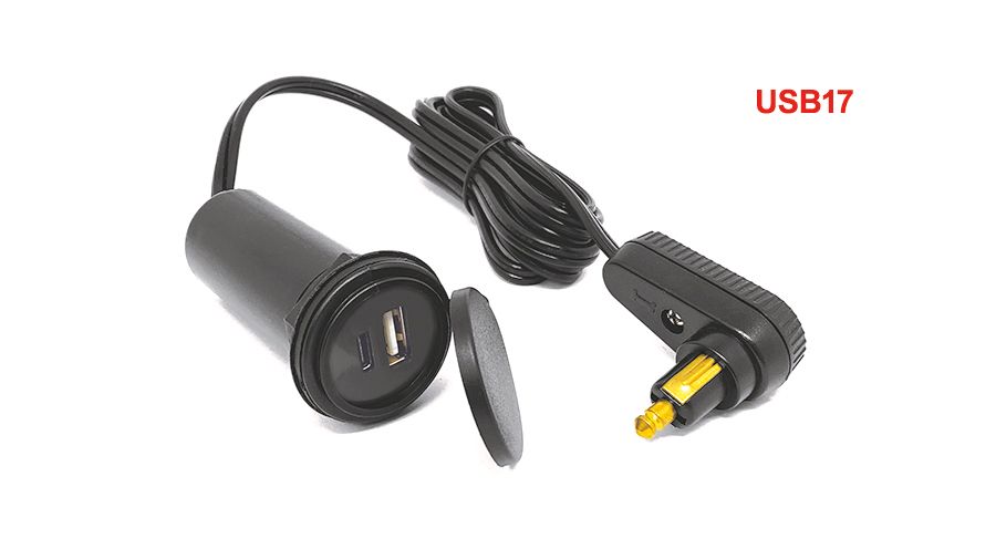 BMW R1100RT, R1150RT Cable USB Twin para bolsa de depósito (USB-A & USB-C)