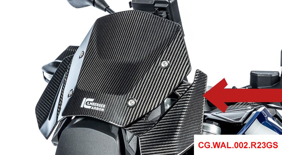 BMW R1300GS Protección contra viento de Carbono junto a instrumentación